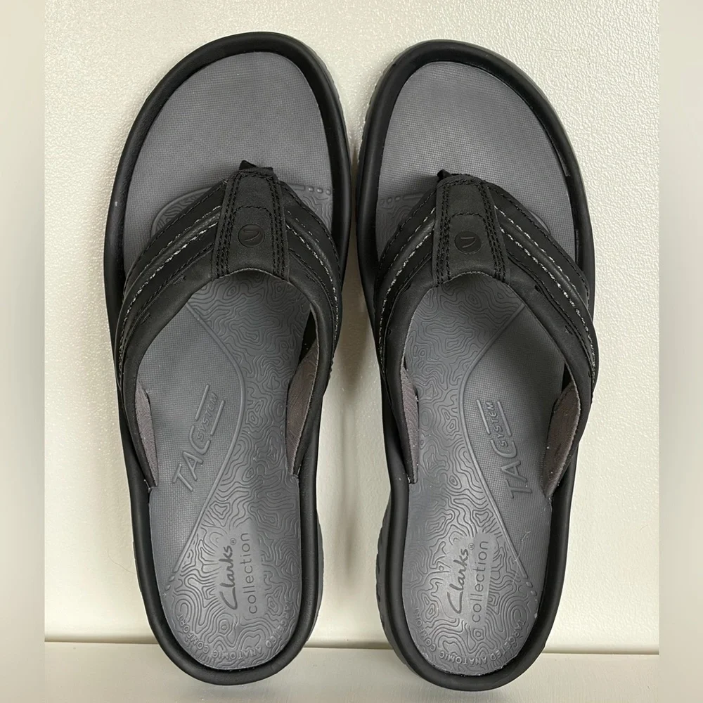 Clarks Wesley Post Men’s Black Athletic Flip Flop Sandals 12M